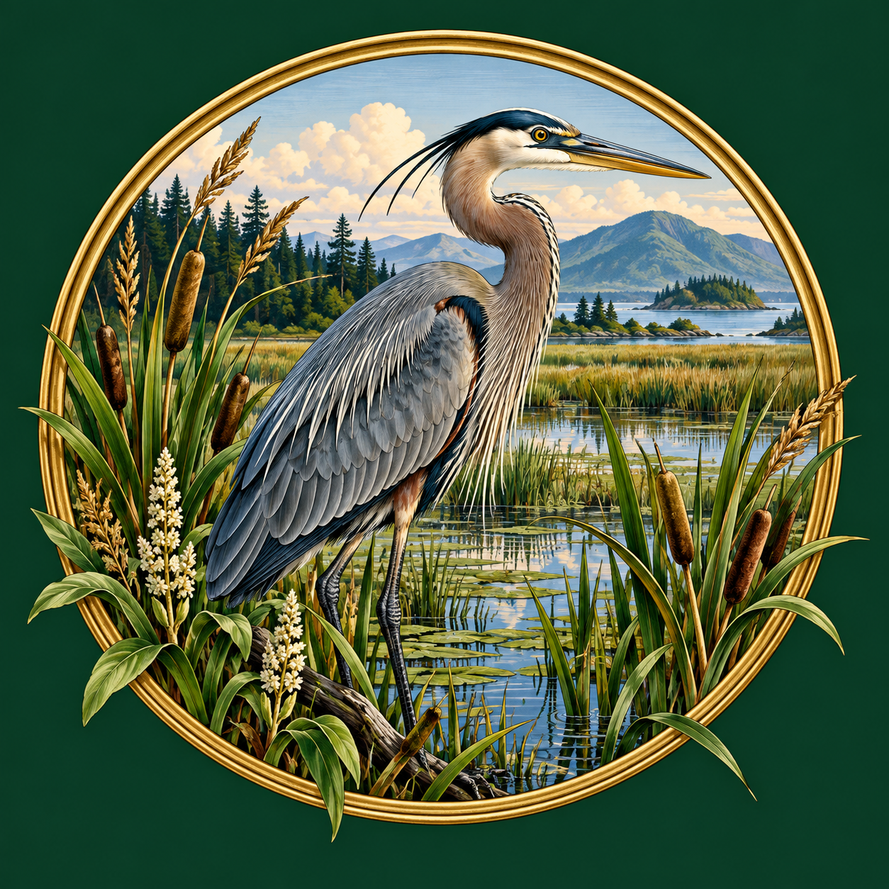 Naturalist illustration representing waterbirds