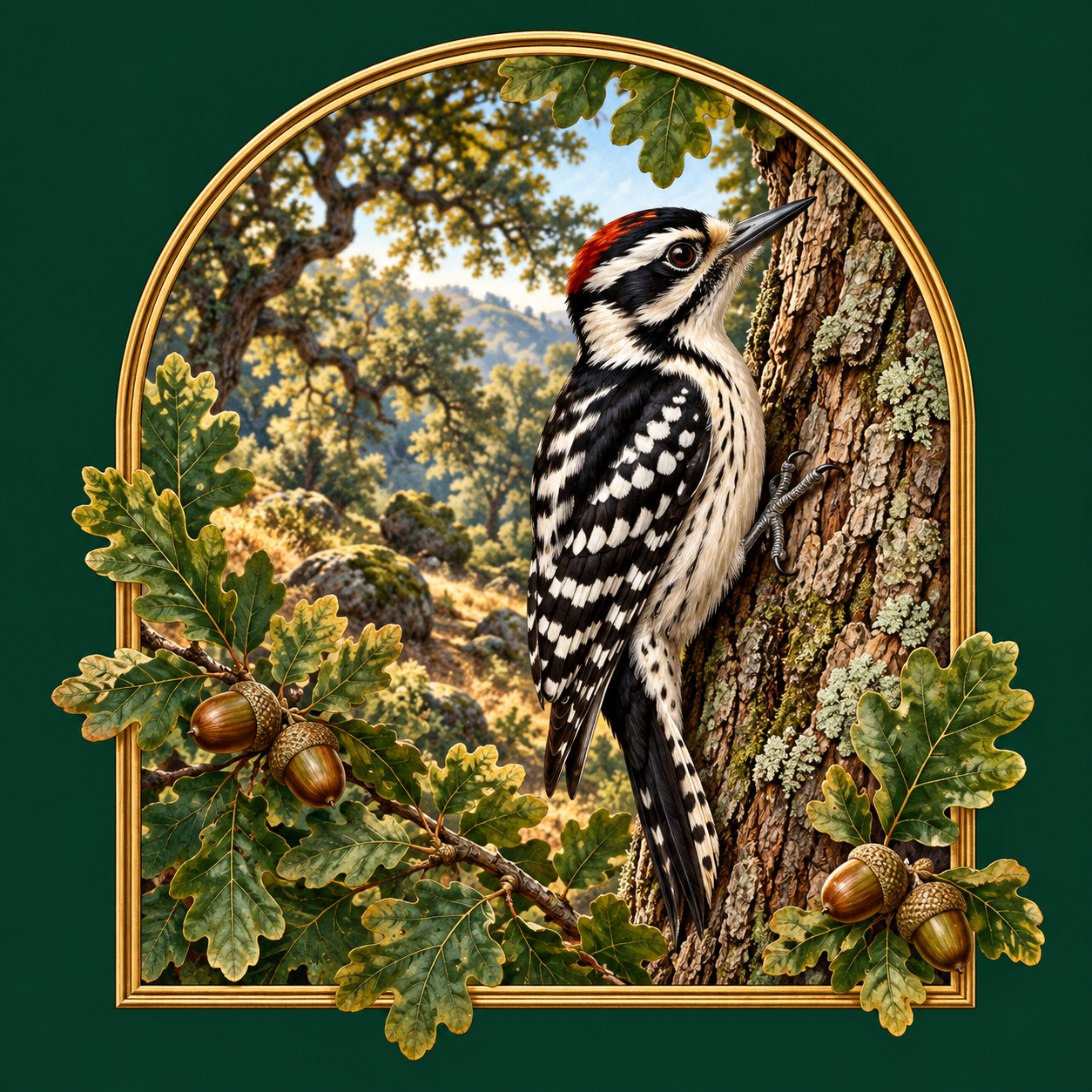 Naturalist illustration representing woodland birds